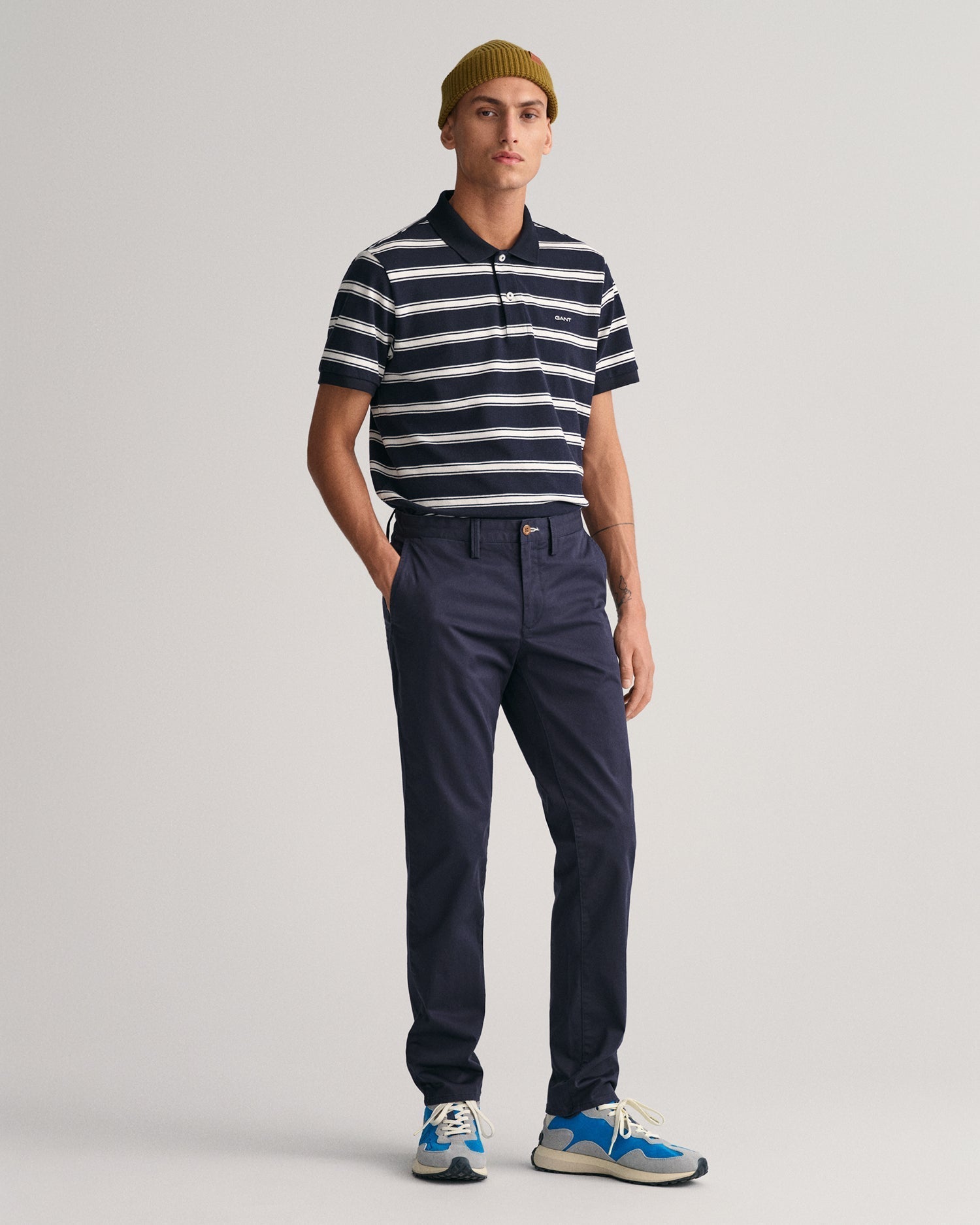 Men's Slim Fit Twill Chinos - MARINE