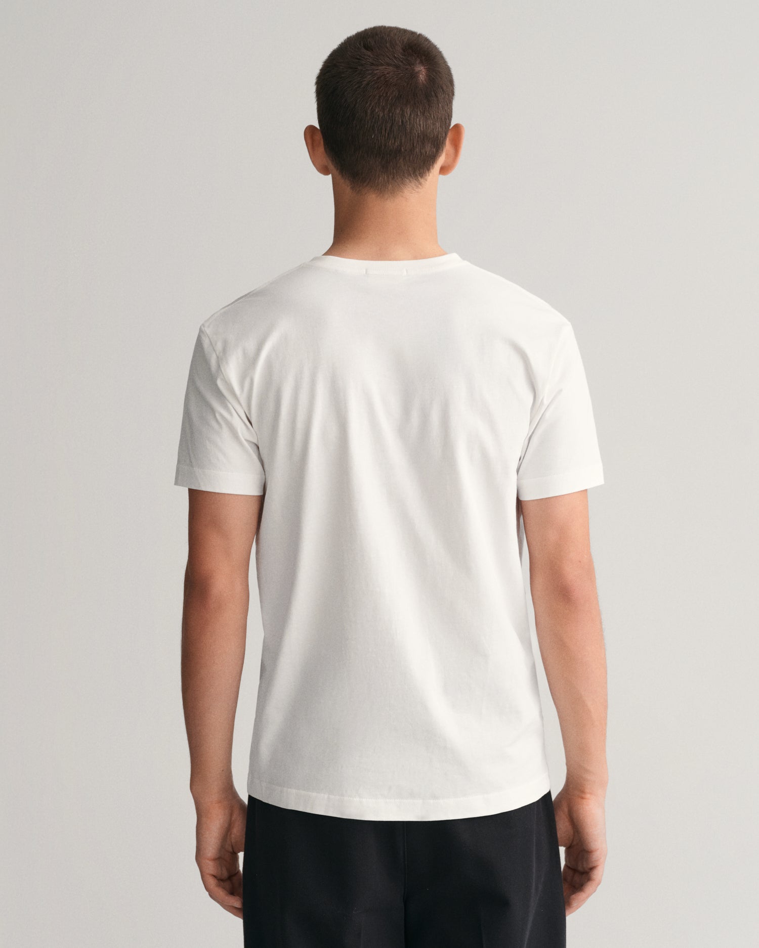 Men's Slim Fit Shield V-Neck T-Shirt - WHITE