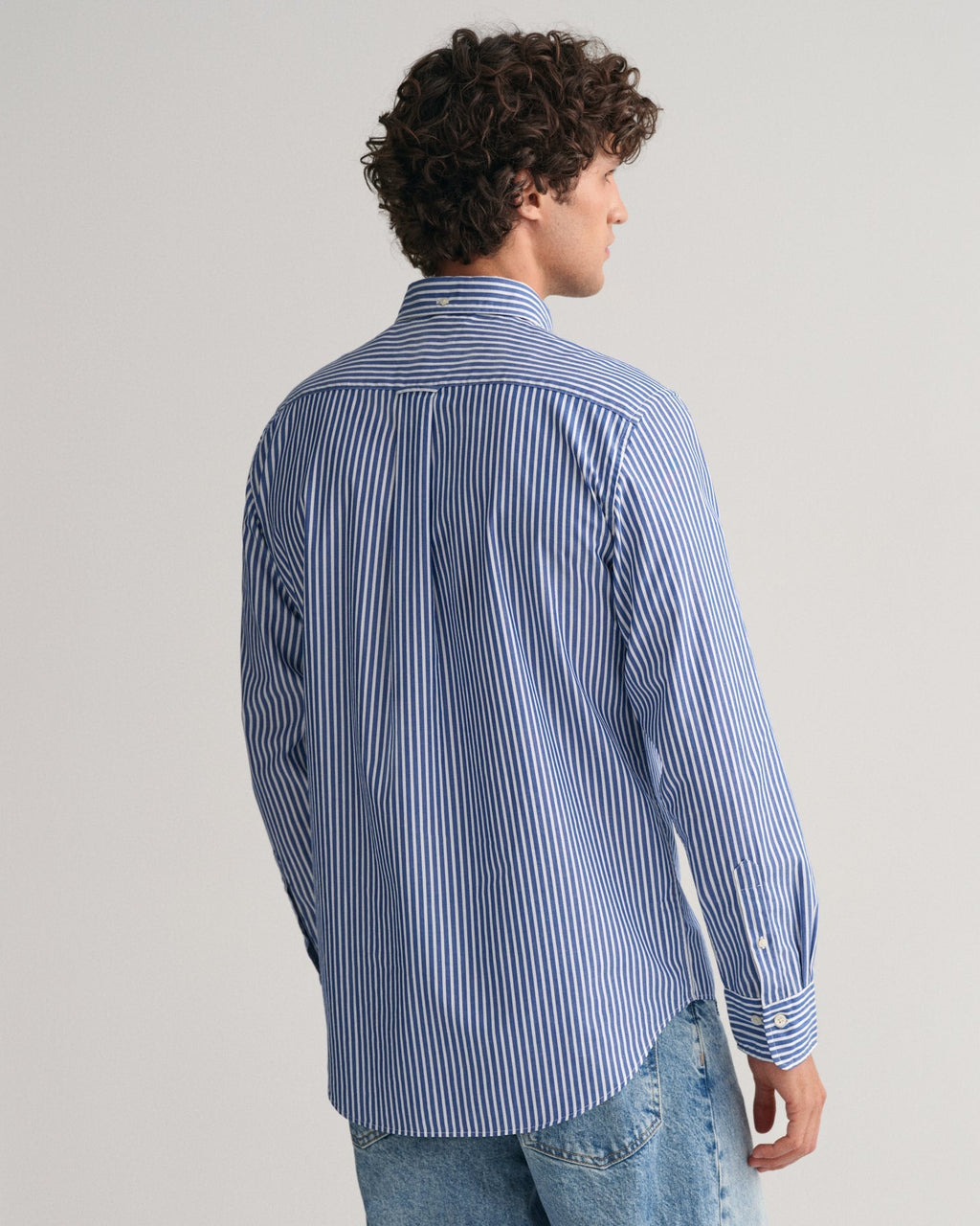 Men's Regular Fit Striped Poplin Shirt - COLLEGE BLUE