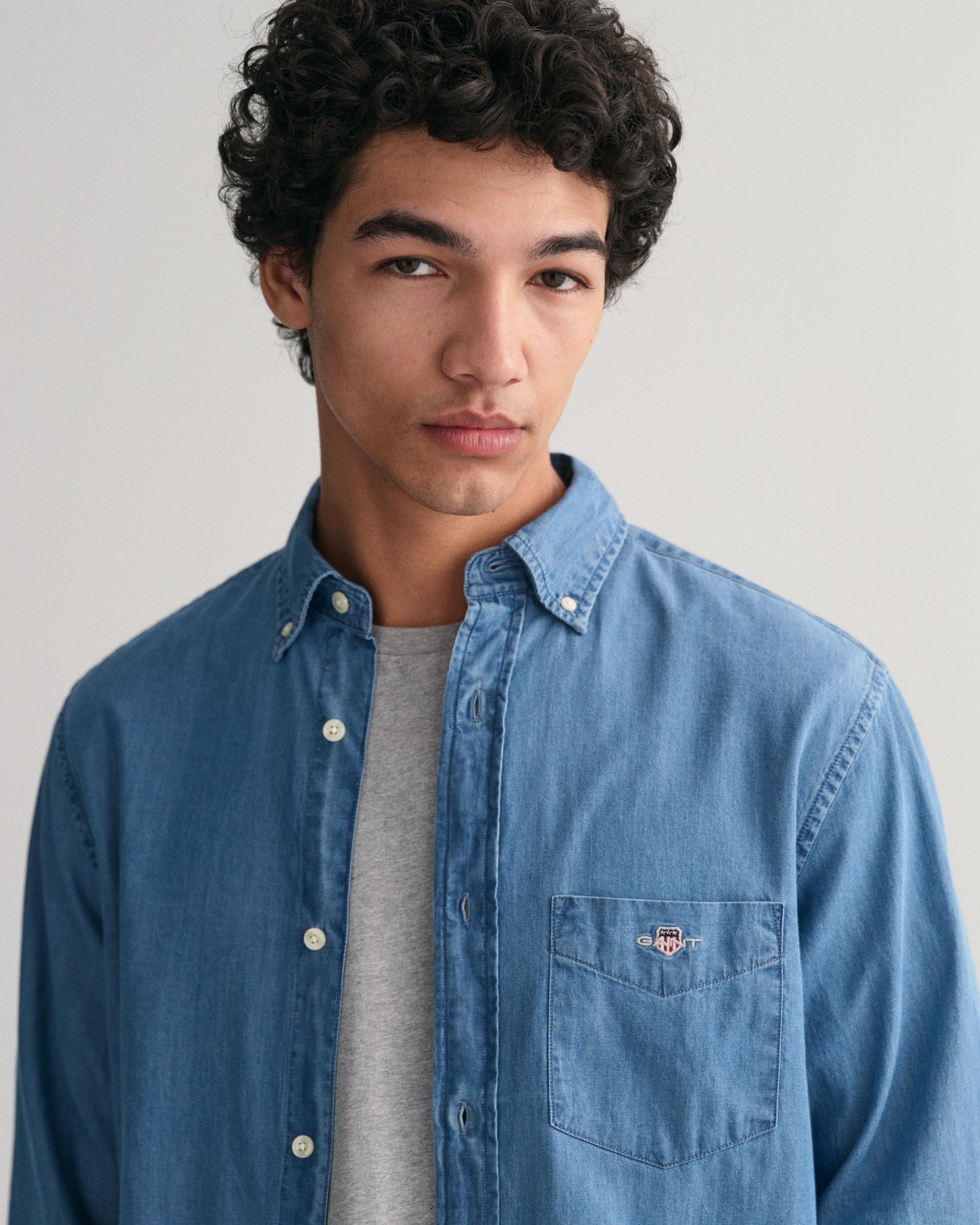 Men's Regular Fit Indigo Shirt - SEMI LIGHT BLUE