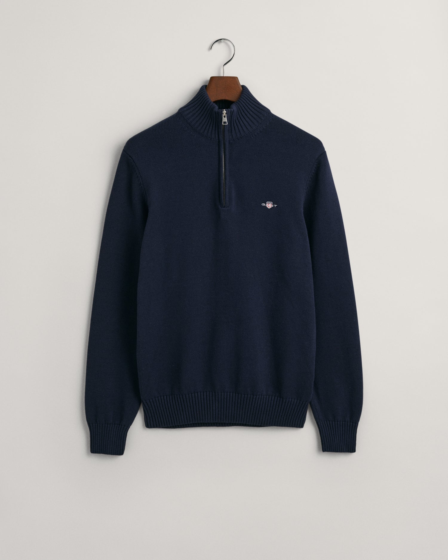 Men's Casual Cotton Half-Zip Sweater - EVENING BLUE