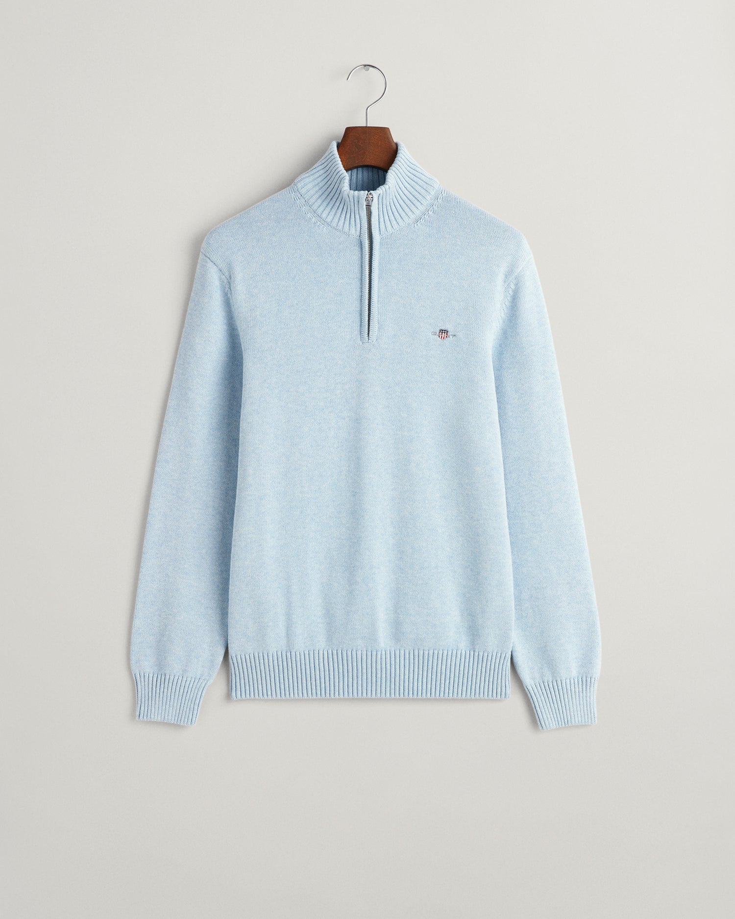 Men's Casual Cotton Half-Zip Sweater - LT BLUE MELANGE