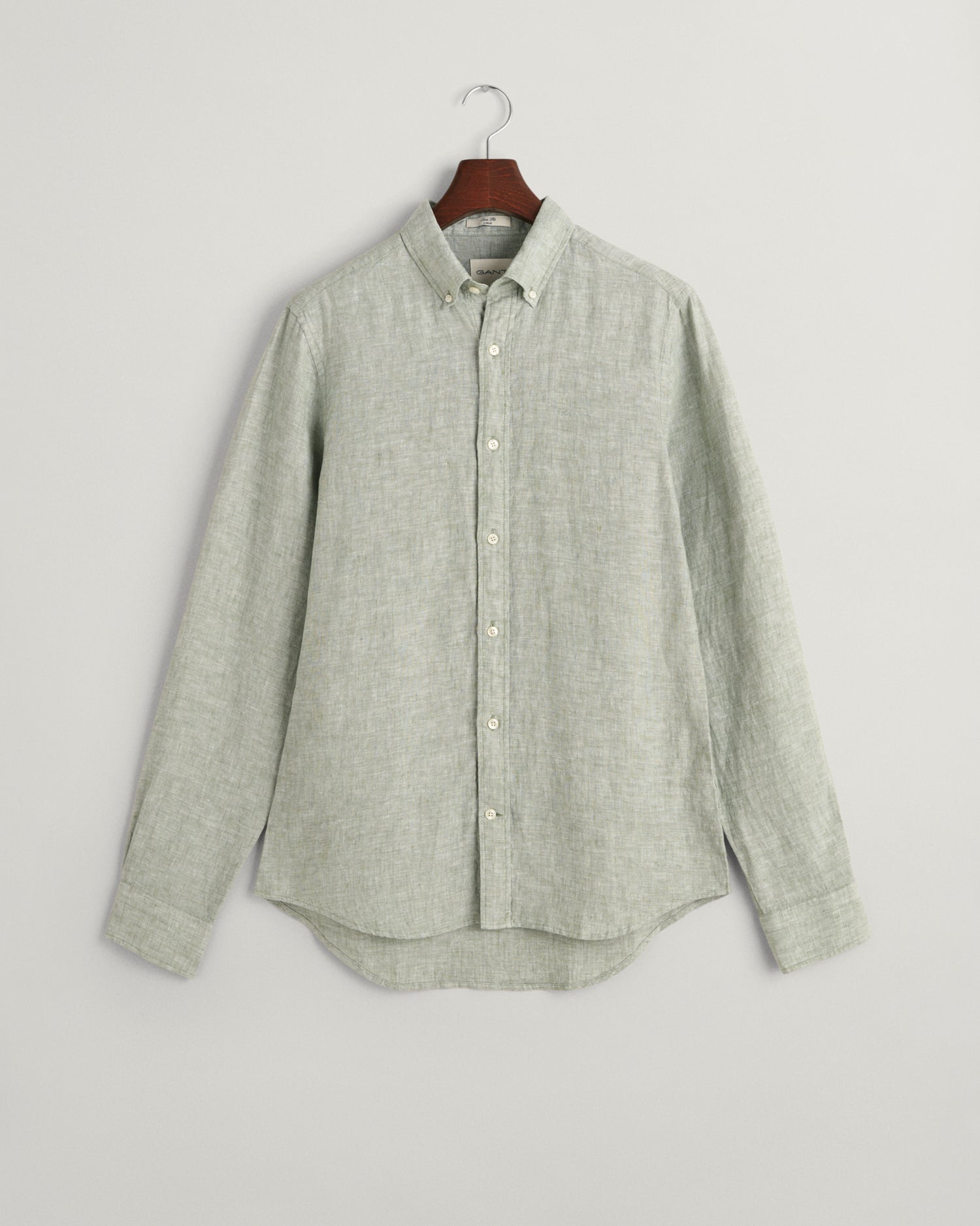 Men's Slim Fit Linen Shirt - KALAMATA GREEN