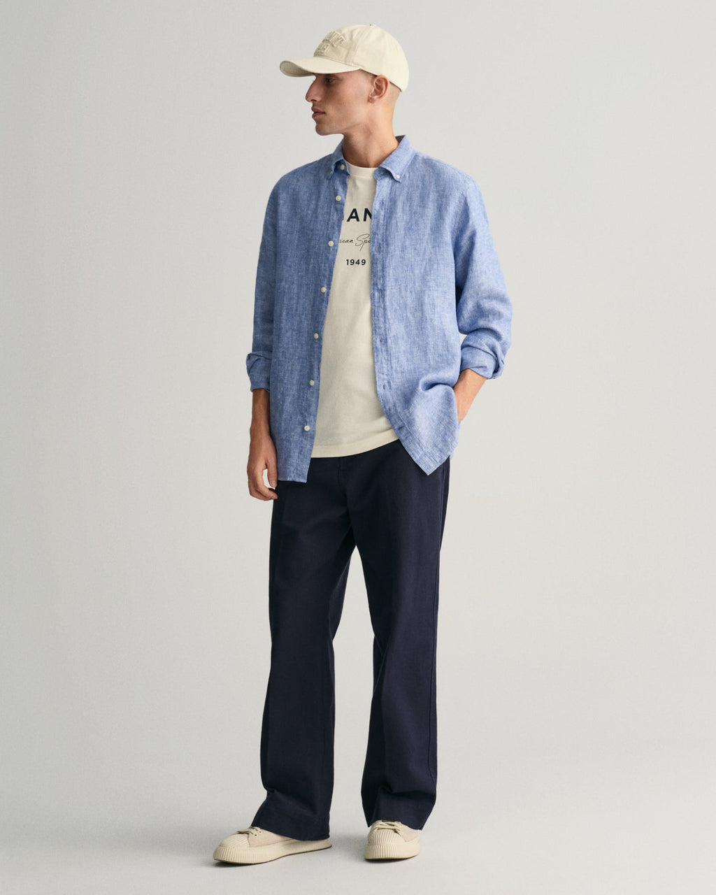 Men's Slim Fit Linen Shirt - RICH BLUE