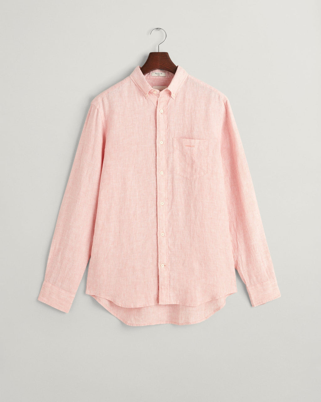 Men's Regular Fit Striped Linen Shirt - PEACHY PINK