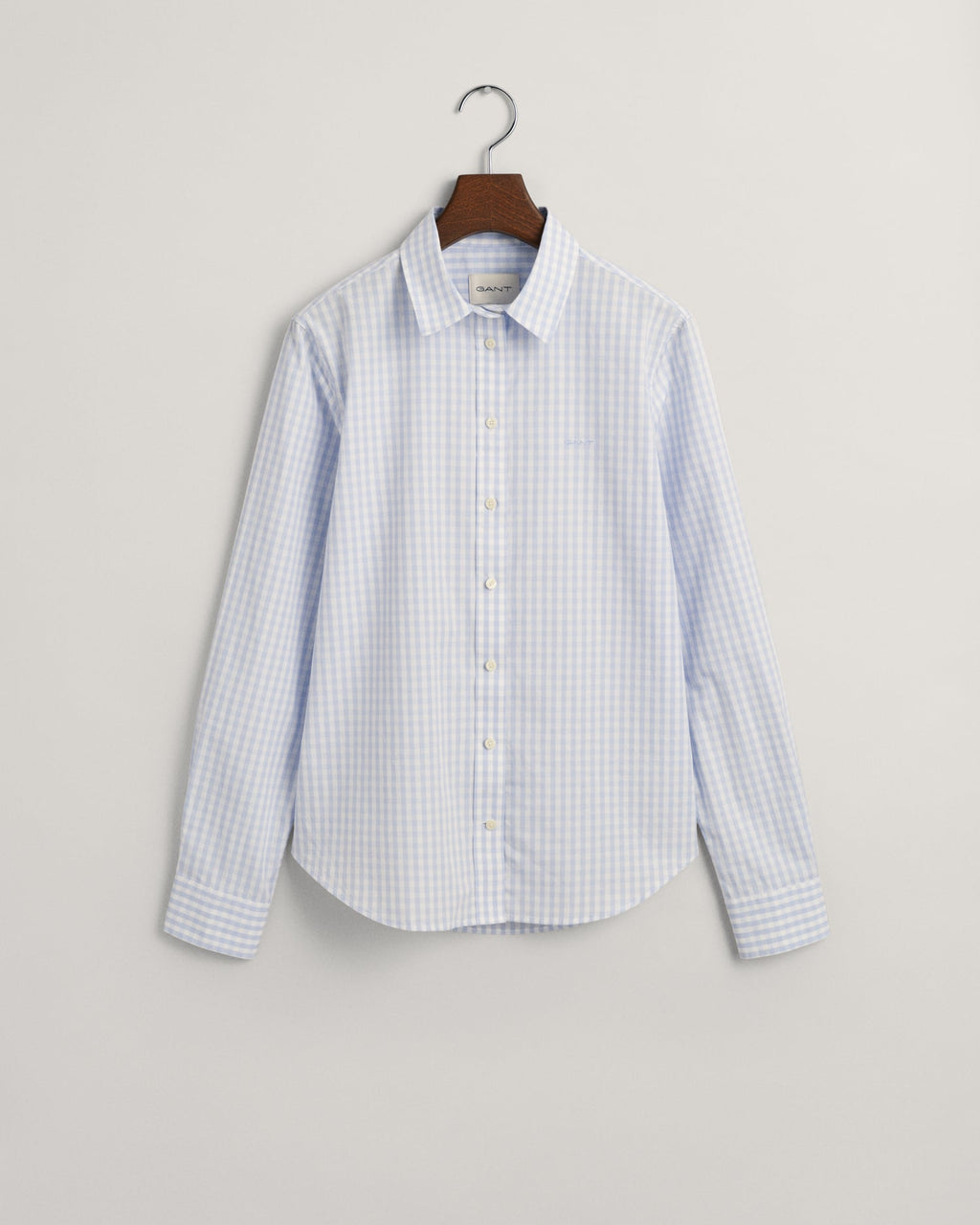 Women's Regular Fit Gingham Poplin Shirt - LIGHT BLUE