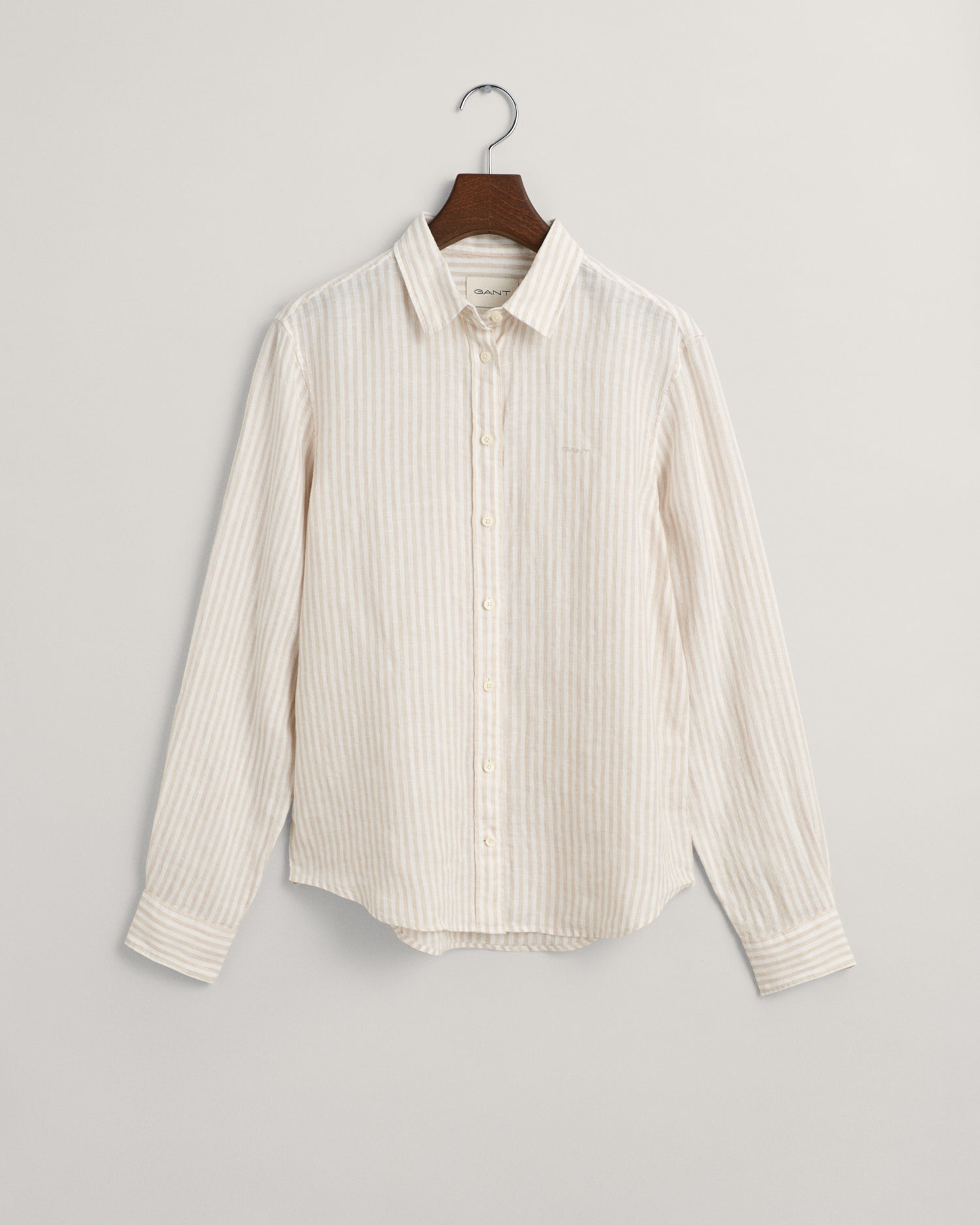Women's Regular Fit Striped Linen Shirt - DRY SAND