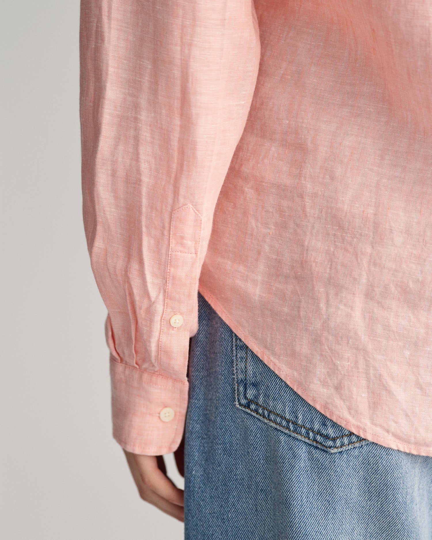 Women's Regular Fit Linen Chambray Shirt - PEACHY PINK