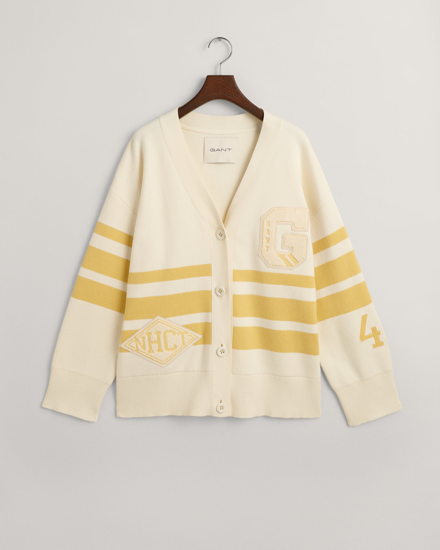 Women's Varsity V-Neck Cardigan - CREAM
