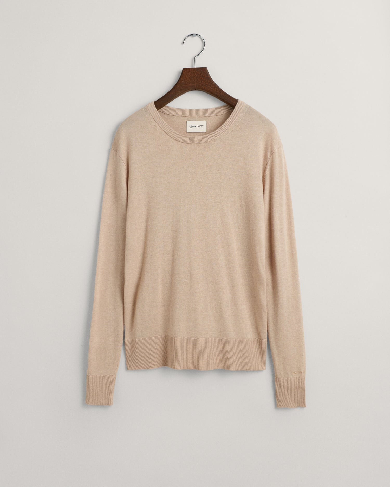 Women's Fine Knit Crew Neck Sweater - DRY SAND