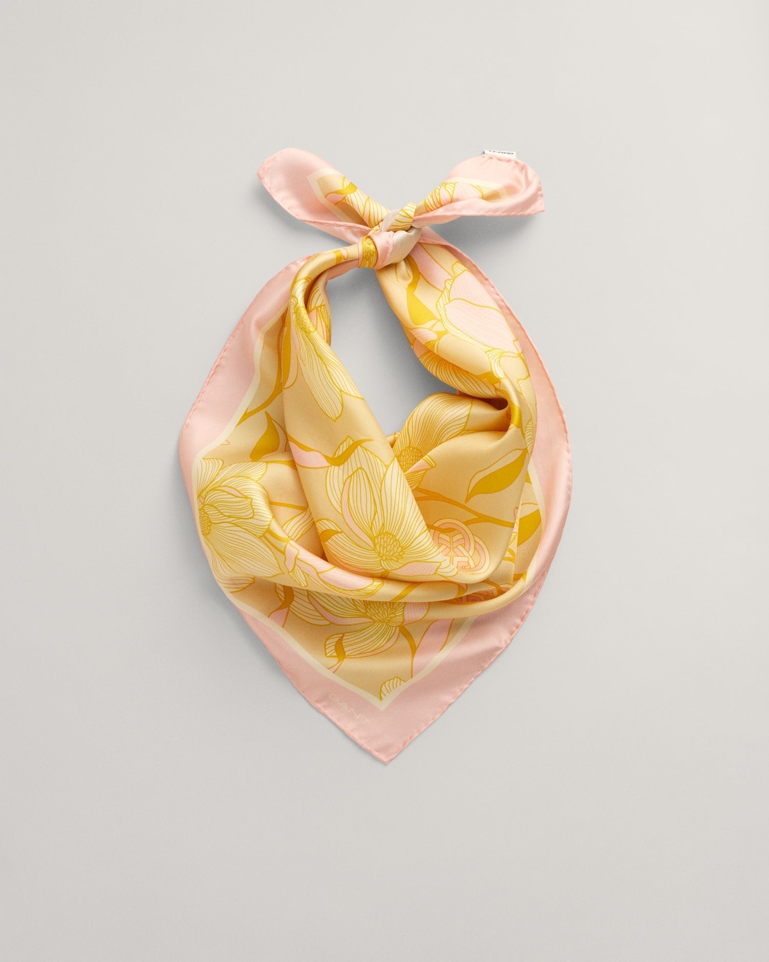 Women's Magnolia Print Silk Scarf - DUSTY YELLOW