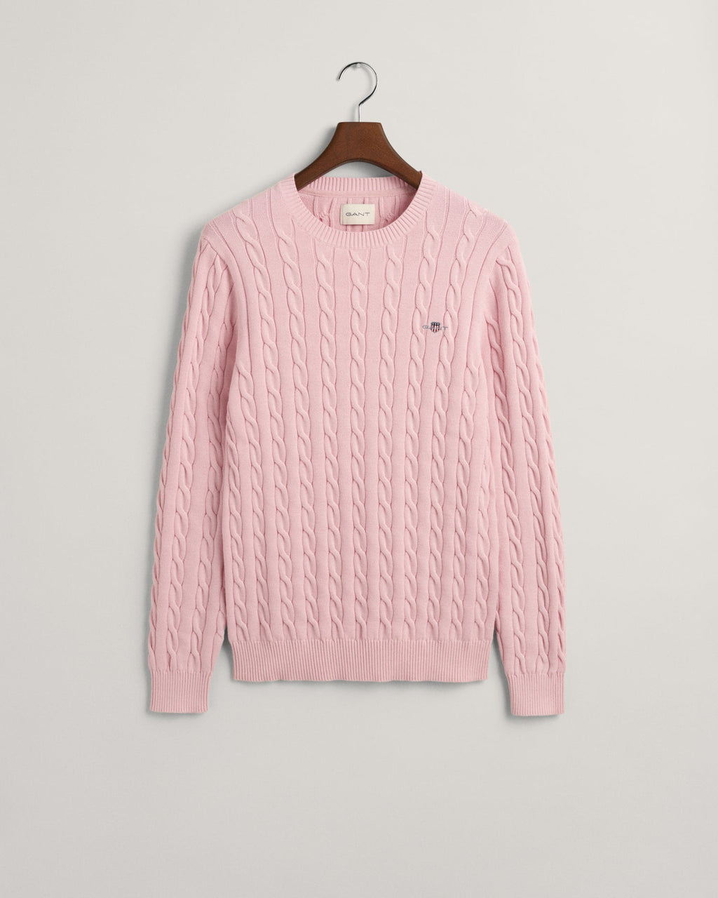 Men's Cotton Cable Knit Crew Neck Sweater - BLUSHING PINK